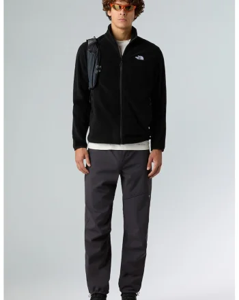 Hanorac din material fleece cu fermoar si buzunare pentru trekking Glacier, Negru