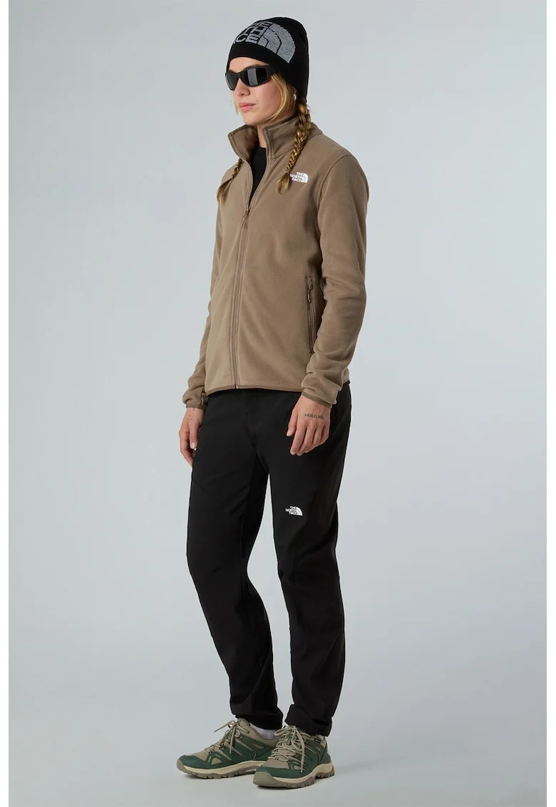 Bluza de trening cu fermoar pentru trekking Glacier, Maro taupe