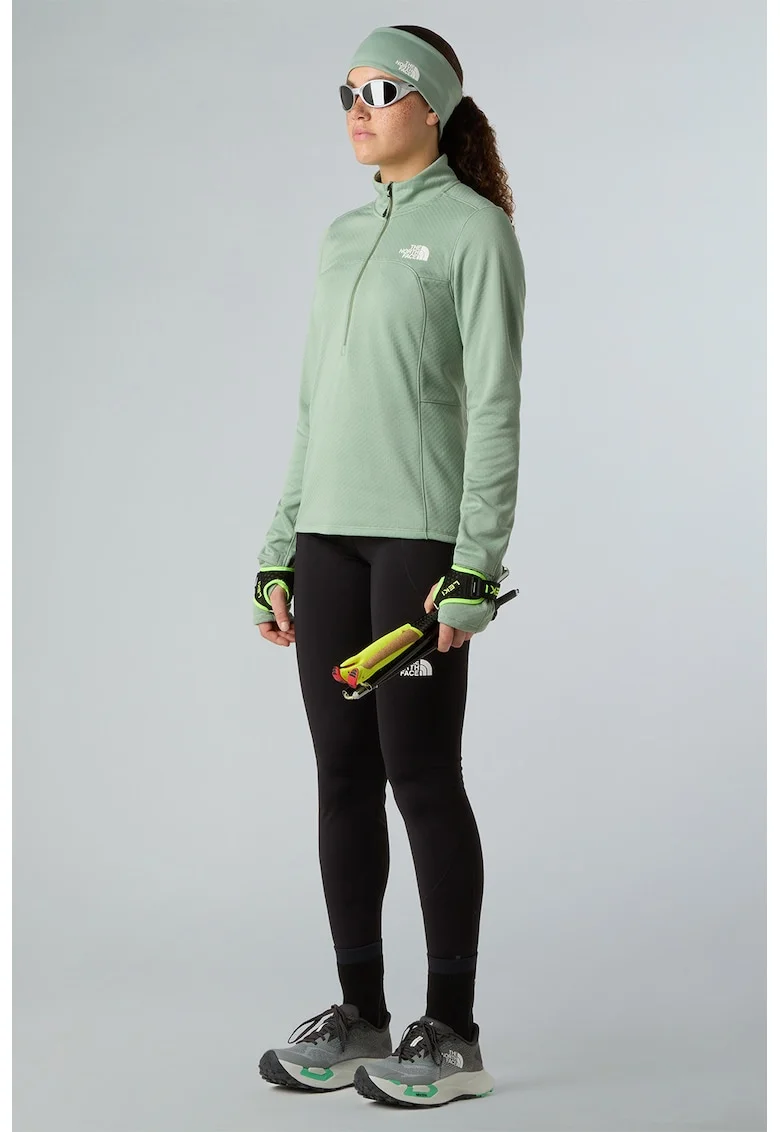 Bluza cu fermoar scurt pentru alergare pe teren accidentat Winter Warm Pro, Verde deschis