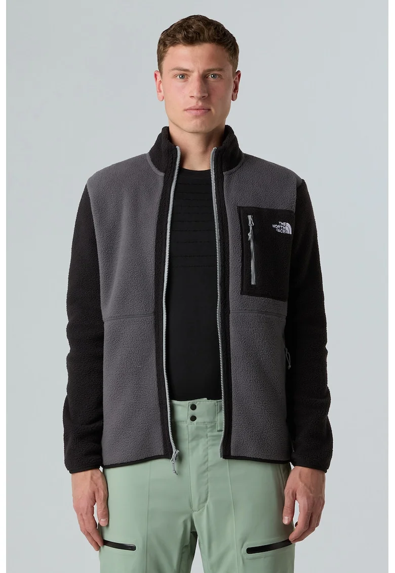 Jacheta din fleece cu fermoar Yumiori, Negru/Gri