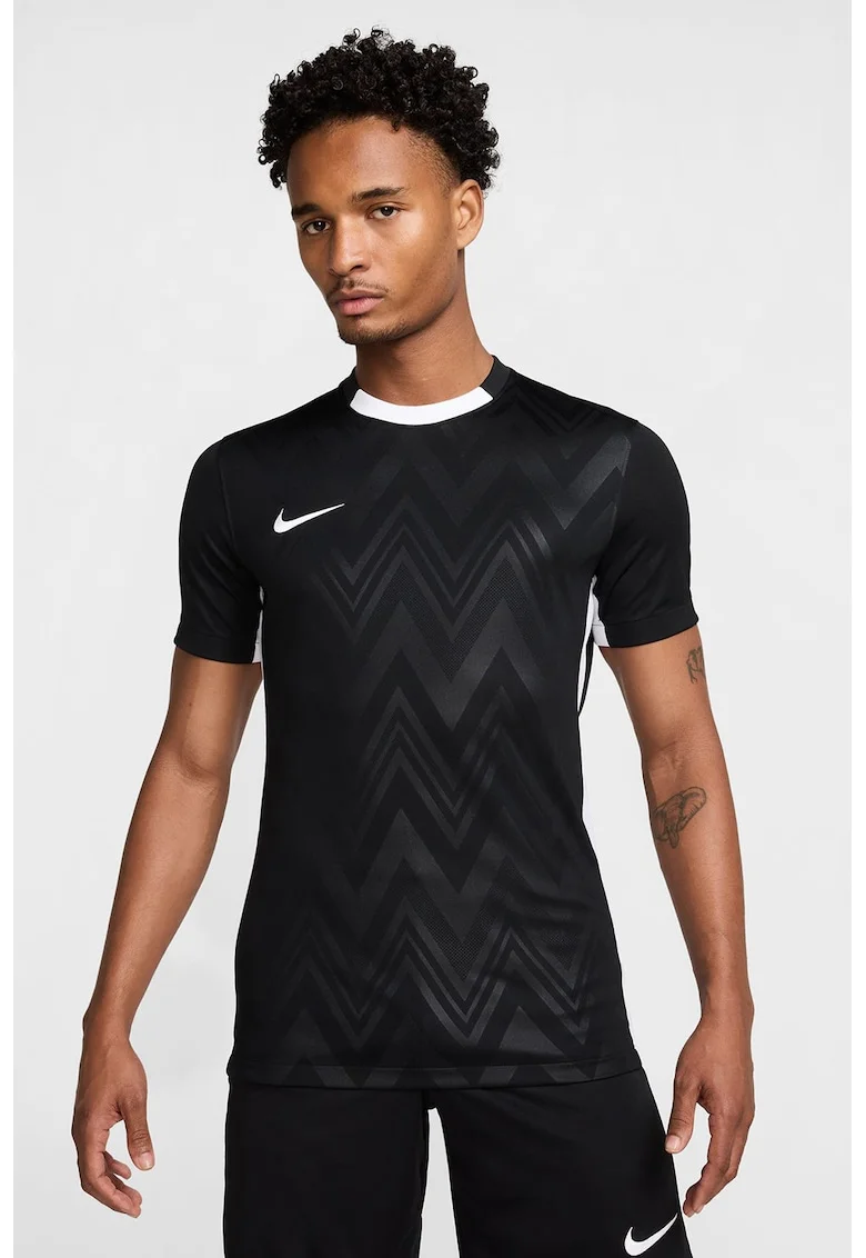 Tricou cu tehnologie Dri-FIT, pentru fotbal, Negru/Alb optic