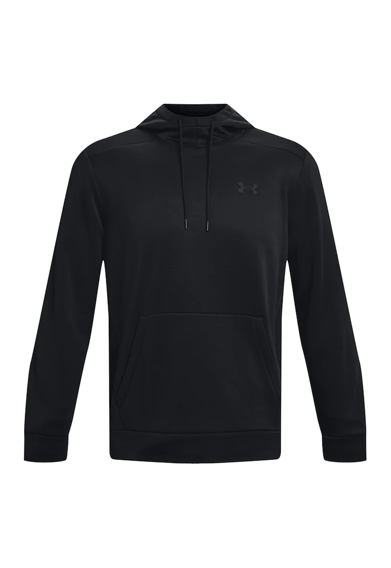 Hanorac din fleece cu logo pentru fitness, Negru