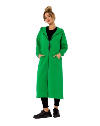 Jacheta lunga pentru femei cu gluga,, Verde