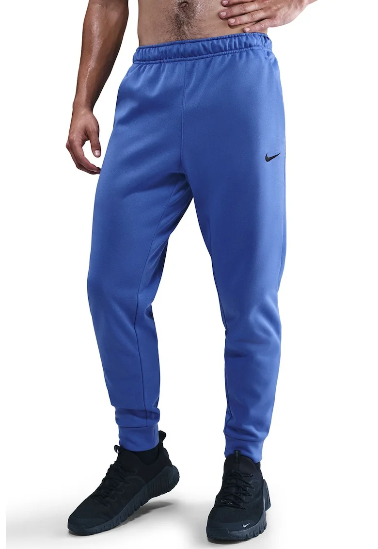 Pantaloni conici cu logo, pentru fitness, Albastru deschis