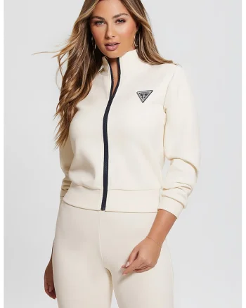 Bluza cu fermoar pentru antrenament, Crem