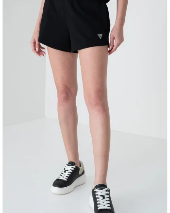 Pantaloni scurti cu talie inalta pentru fitness, Negru
