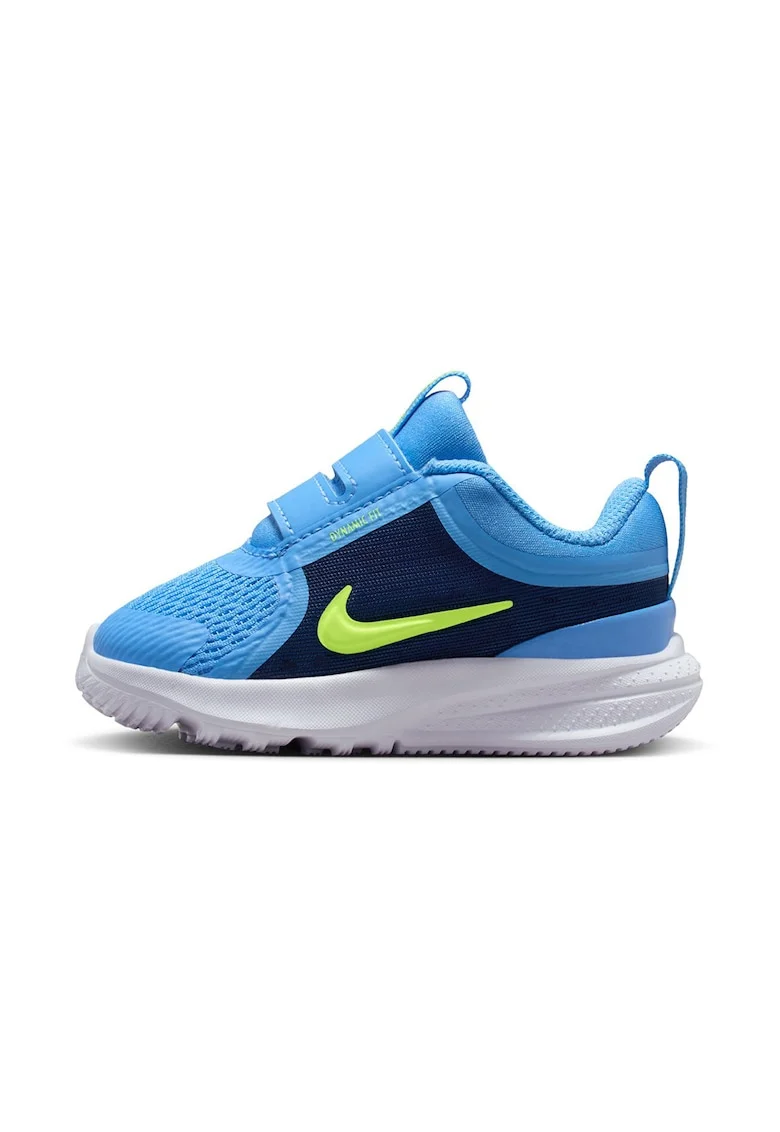 Pantofi Star Runner 5 din material textil cu velcro, pentru alergare, Verde lime/Albastru deschis/Bleumarin