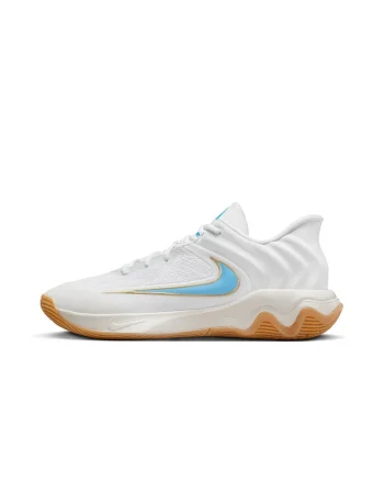 Pantofi Giannis Immortality 4 cu logo contrastant, pentru baschet, Alb/Albastru aquamarin