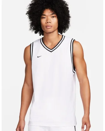 Tricou fara maneci cu decolteu in V pentru baschet, Negru/Alb optic