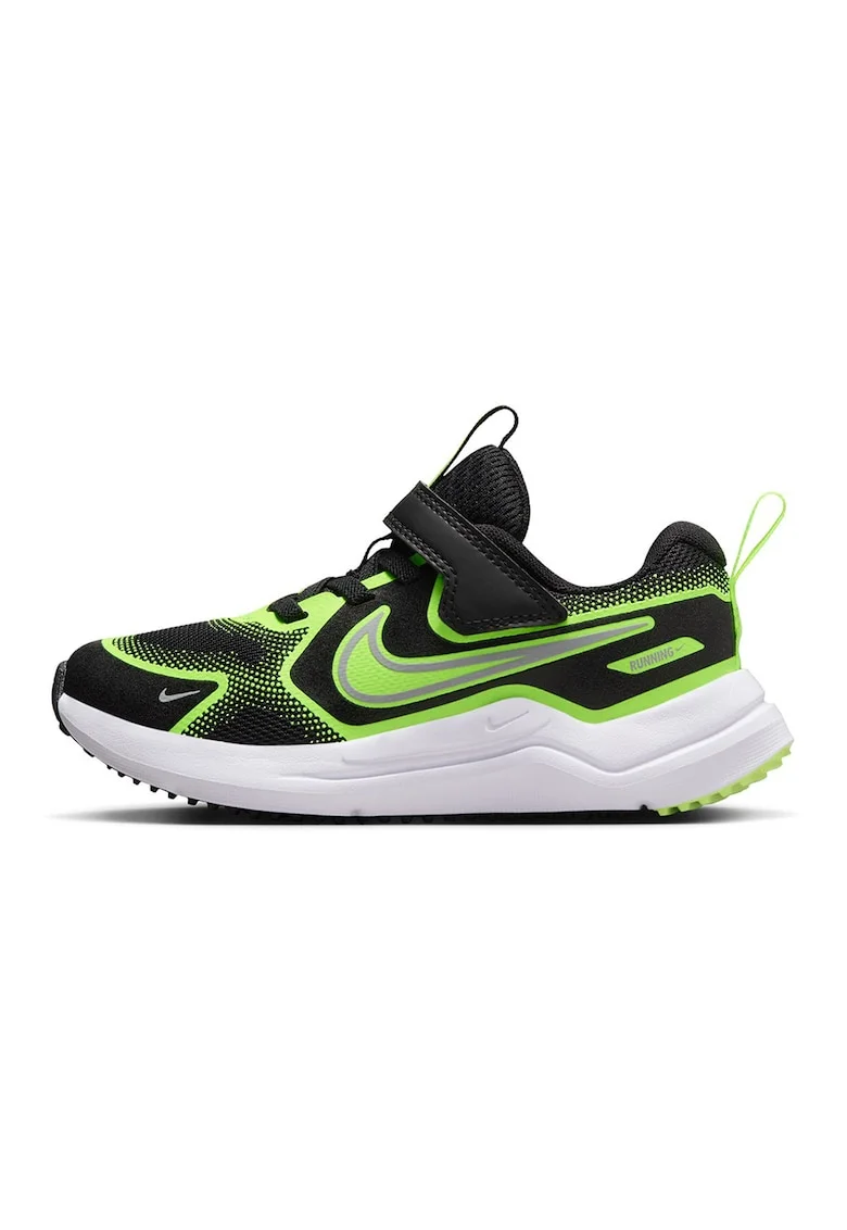 - Pantofi Cosmic cu inchidere velcro pentru alergare, Negru stins/Verde lime