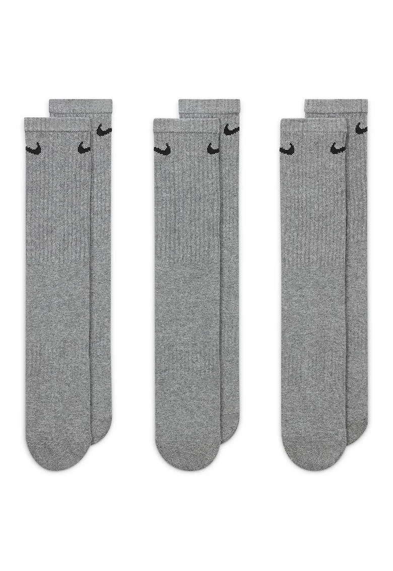 Set de sosete unisex cu tehnologie Dri-Fit pentru antrenament Everyday Cushion - 3 perechi, Negru/Gri melange
