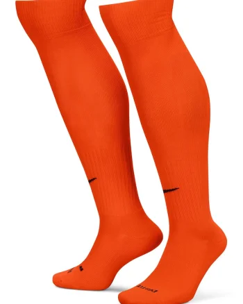 Sosete unisex lungi pana peste genunchi cu amortizare pentru fotbal Classic II, Negru/Portocaliu mandarina