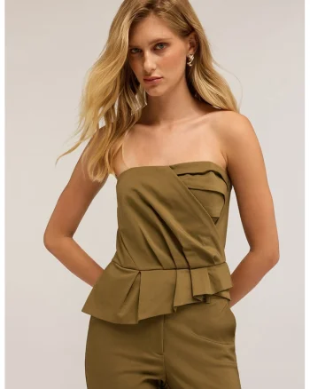 Top cu terminatie asimetrica Bandeau, Kaki inchis