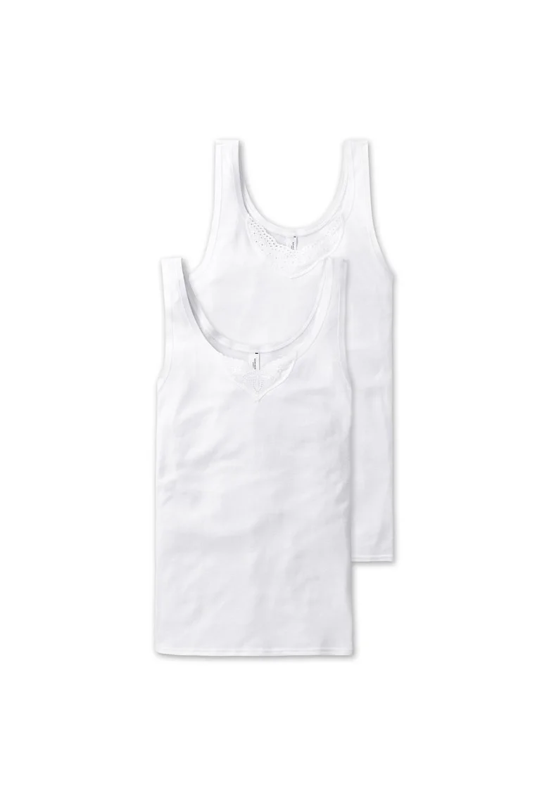 Set de maiouri cu garnituri cu broderie - 2 piese, Alb