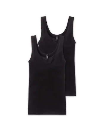 Set de maiouri cu garnituri cu broderie - 2 piese, Negru