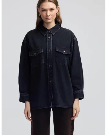 Jacheta lejera din denim, Negru stins