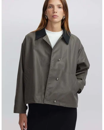 Jacheta cu maneci cazute, Negru/Maro taupe