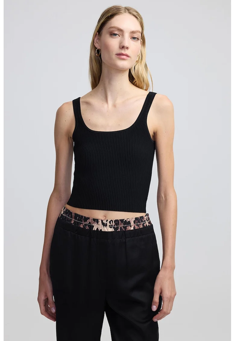 Top crop cu striatii, Negru