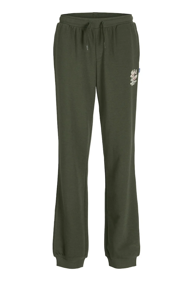 Pantaloni de trening cu snur in talie, Verde inchis