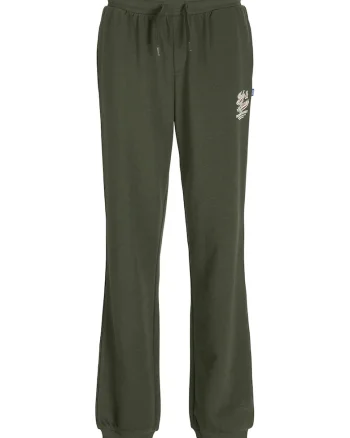 Pantaloni de trening cu snur in talie, Verde inchis