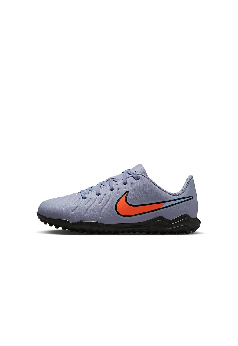 Pantofi Jr. Tiempo Legend 10 Club Turf pentru fotbal, Albastru prafuit/Portocaliu deschis