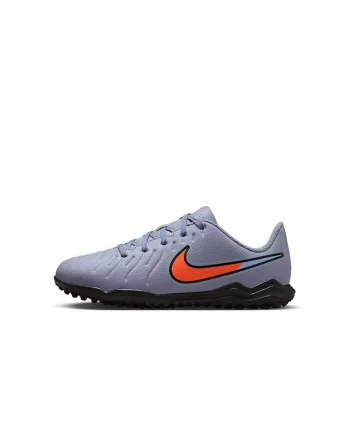 Pantofi Jr. Tiempo Legend 10 Club Turf pentru fotbal, Albastru prafuit/Portocaliu deschis
