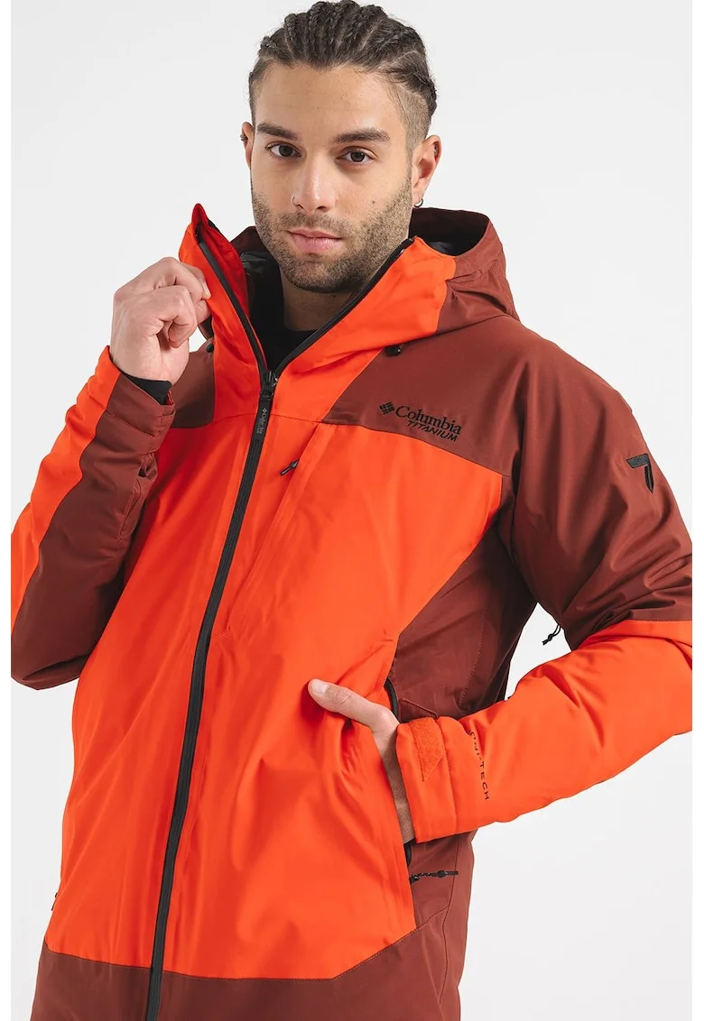 Geaca cu gluga, pentru schi Cirque Bowl, Visiniu/Portocaliu mandarina