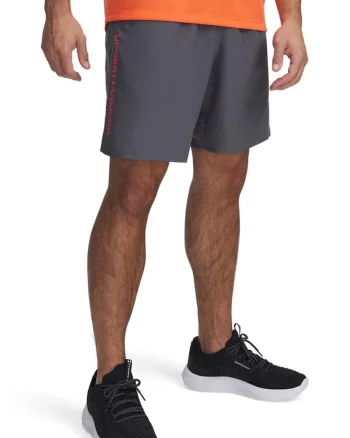 Pantaloni scurti cu detaliu cu logo discret pentru fitness UA Tech™ Wordmark, Portocaliu mandarina/Gri inchis