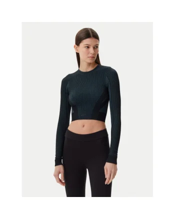 Bluza sport dama,  LS Crop 118570, negru, 72% nylon, 28% elastan
