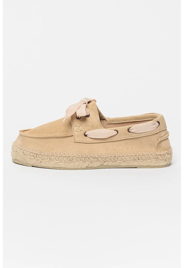 Pantofi boat de piele intoarsa, Bej