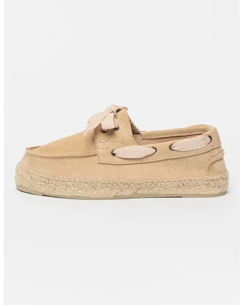 Pantofi boat de piele intoarsa, Bej