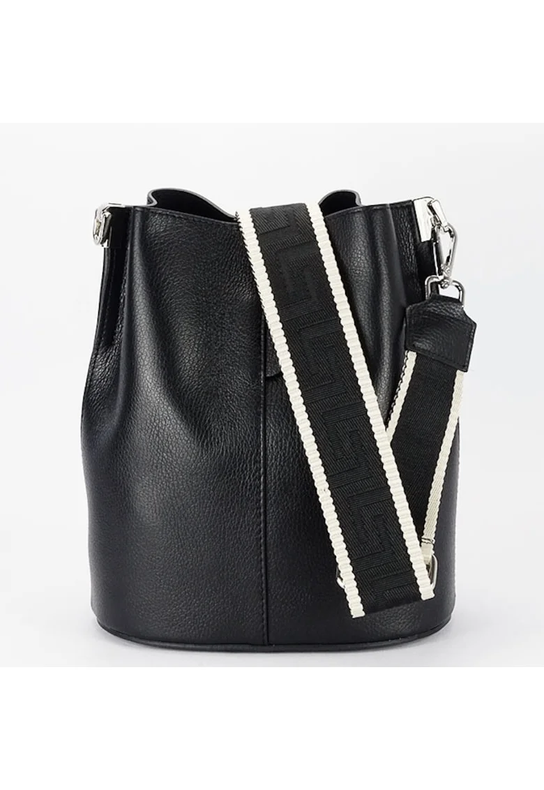 Geanta neagra tip sac din piele naturala 8951A 122 19034, Negru