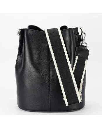 Geanta neagra tip sac din piele naturala 8951A 122 19034, Negru