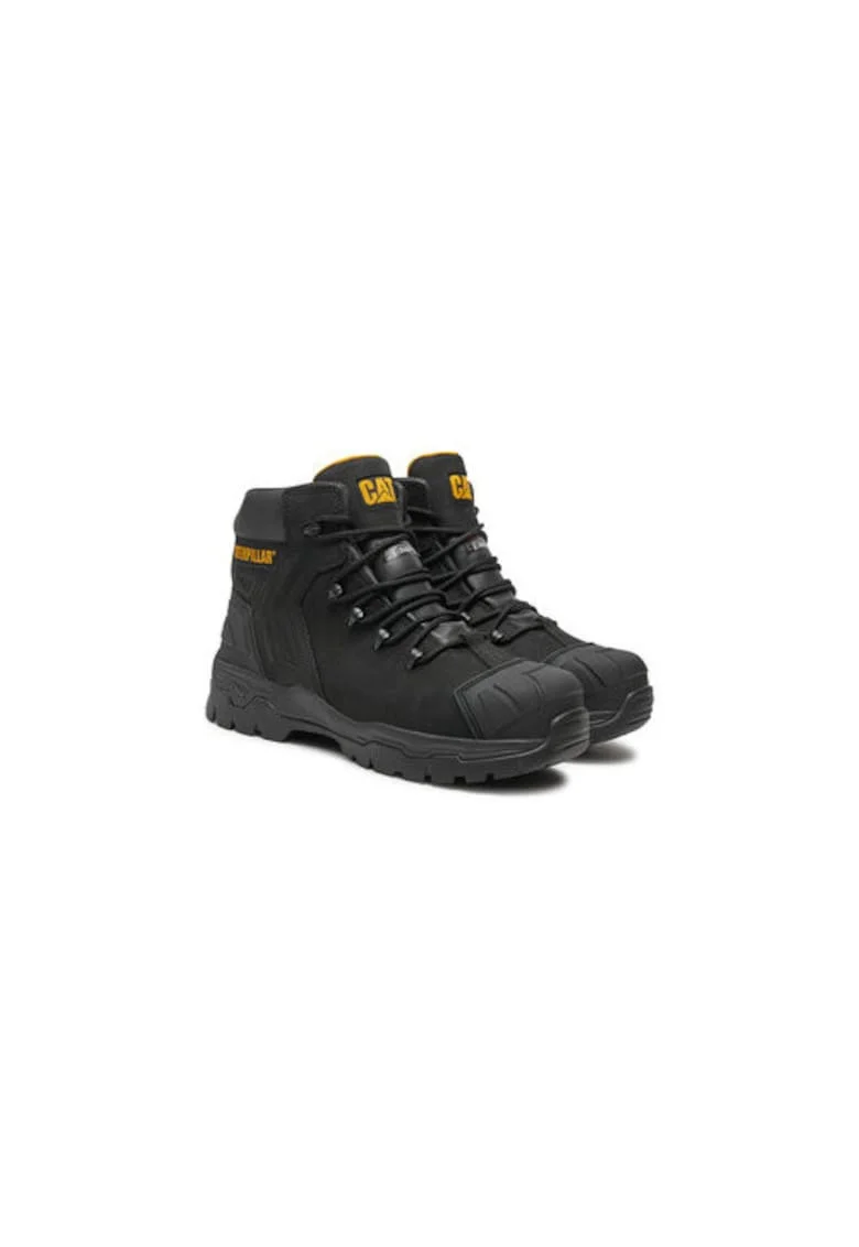 Bocanci de drumetie barbati  P725322, Piele naturala, 47 EU, Negru