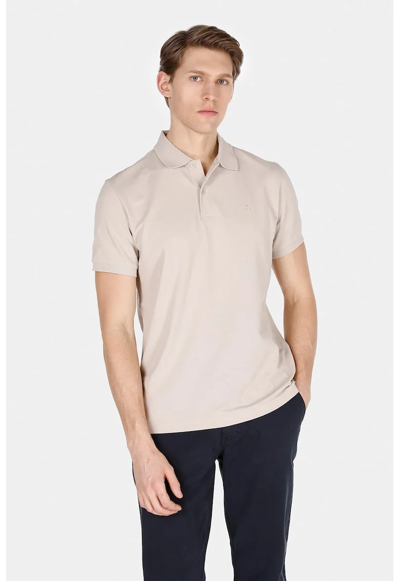 Tricou polo cu model uni, Bej deschis