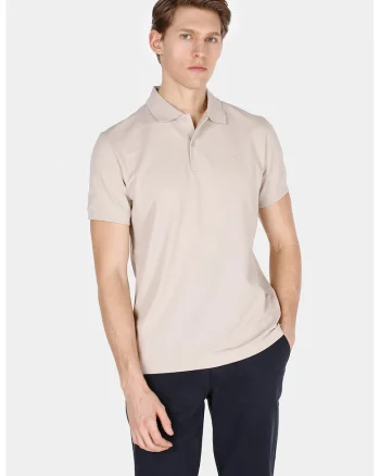Tricou polo cu model uni, Bej deschis