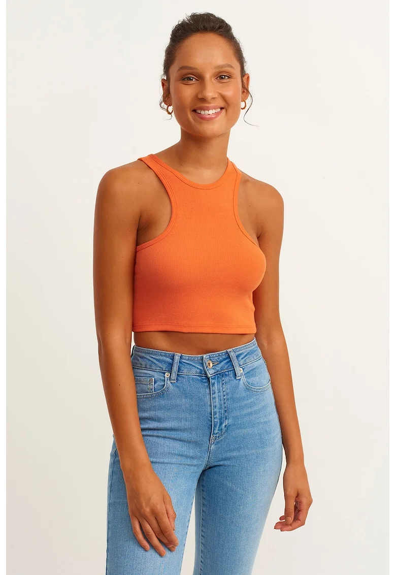 Top crop cu model uni, Portocaliu persan