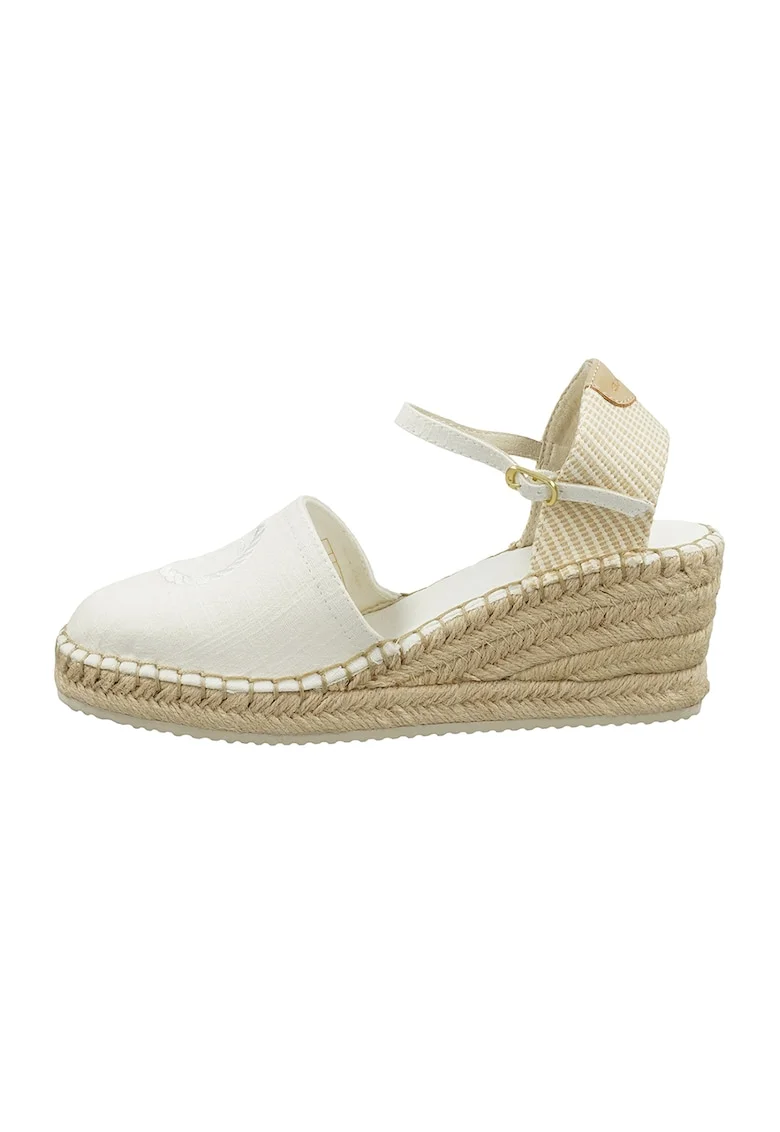 Espadrile wedge cu logo brodat Luliza, Alb