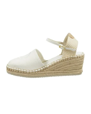Espadrile wedge cu logo brodat Luliza, Alb