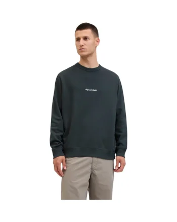 Bluza JACK &JONES Norrebro Emb Sweat Crew 48659, Verde inchis