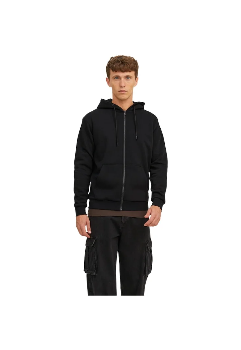 Hanorac JACK &JONES Bradley Sweat Zip Hood 48674, Negru