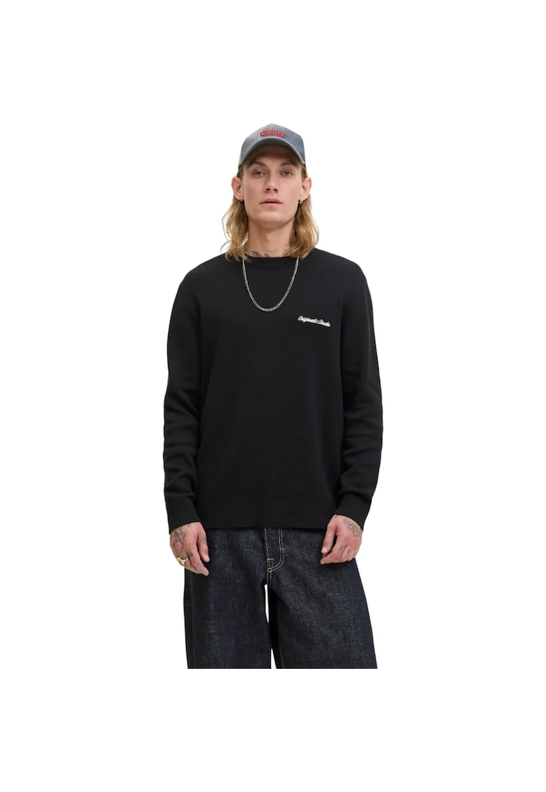 Bluza JACK &JONES Norrebro Light Knit Crew Sn 48669, Negru