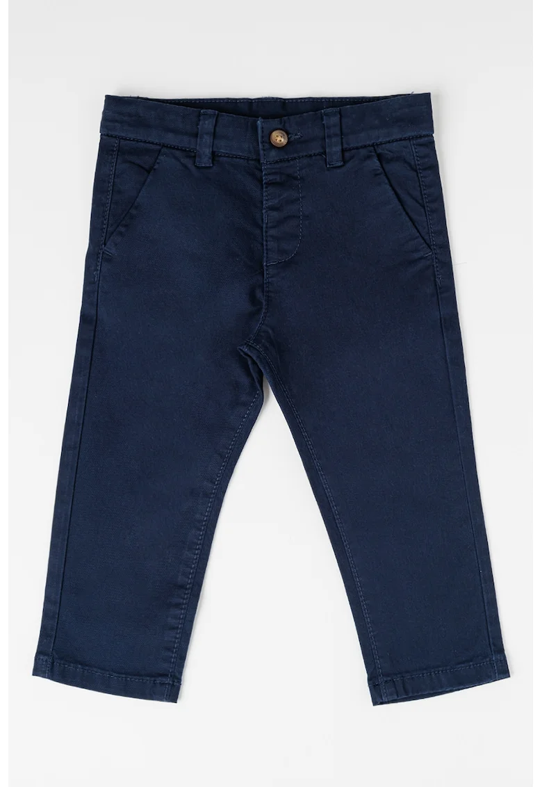 Pantaloni din amestec de bumbac cu talie ajustabila, Bleumarin
