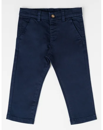 Pantaloni din amestec de bumbac cu talie ajustabila, Bleumarin