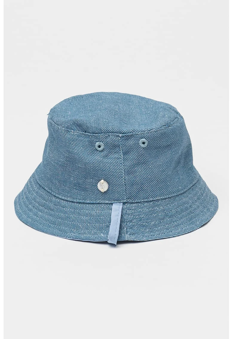 Palarie bucket din bumbac si in, Albastru melange