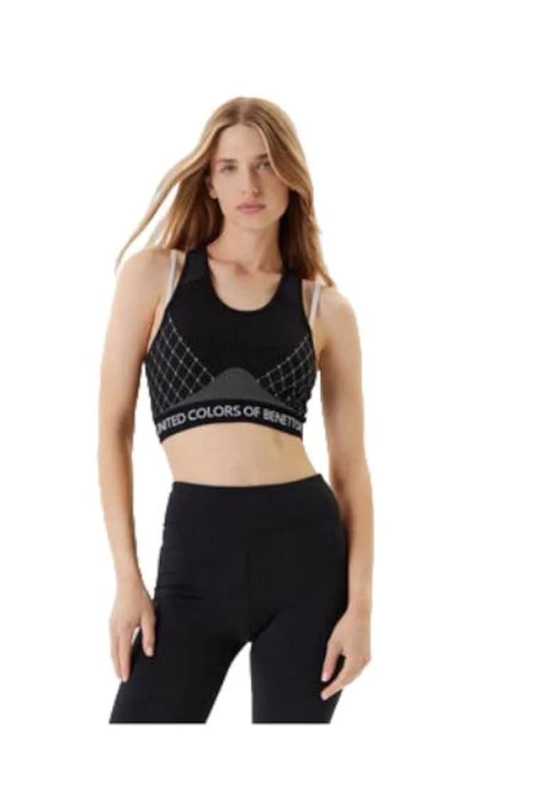 Maiou scurt dama,  nylon/poliester/elastan, negru/gri