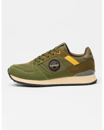Pantofi sport cu insertii din material textil Cosmos, Maro/Verde masliniu inchis
