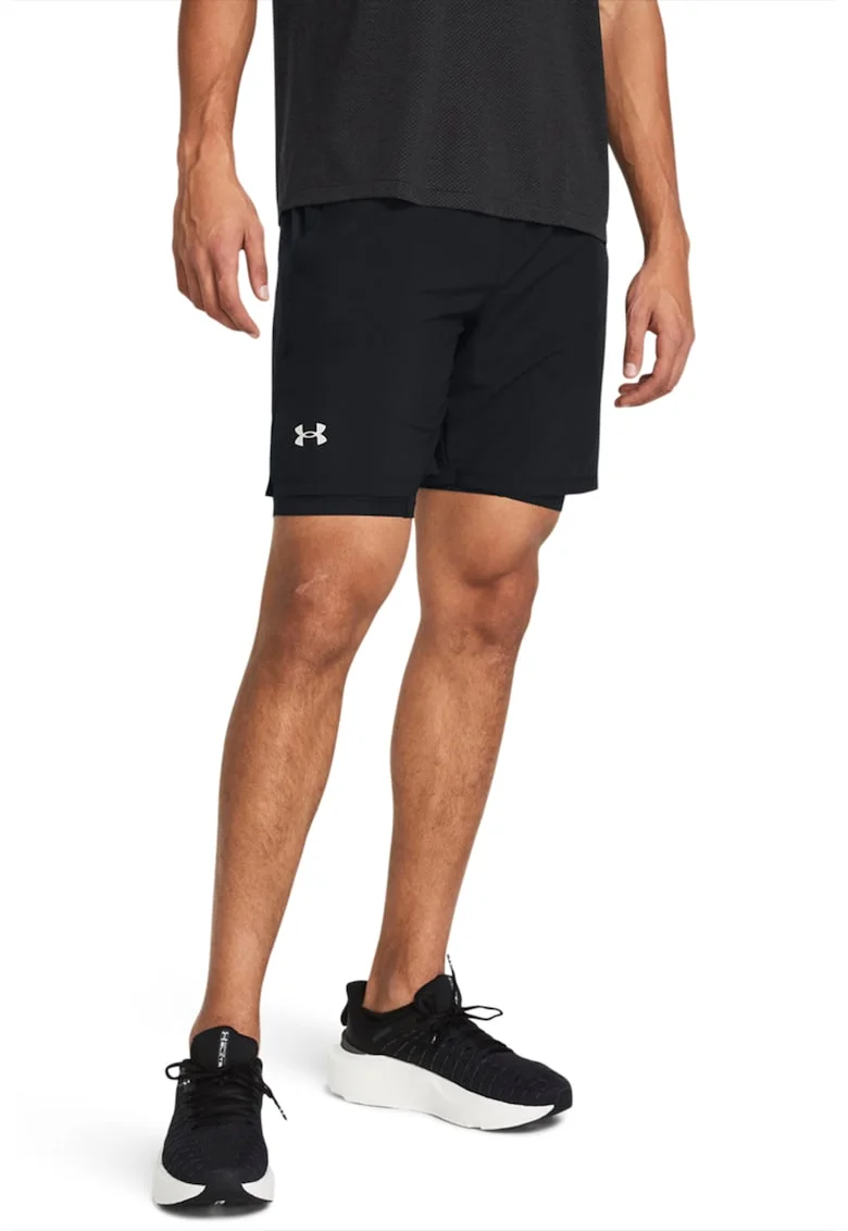 Pantaloni scurti cu talie ajustabila, pentru alergare, Negru