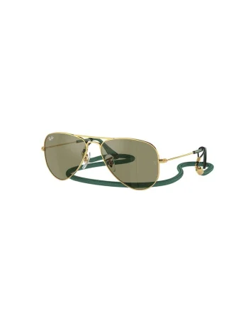 Ochelari de soare aviator cu lentile polarizate si rama metalica, Auriu/Verde feriga