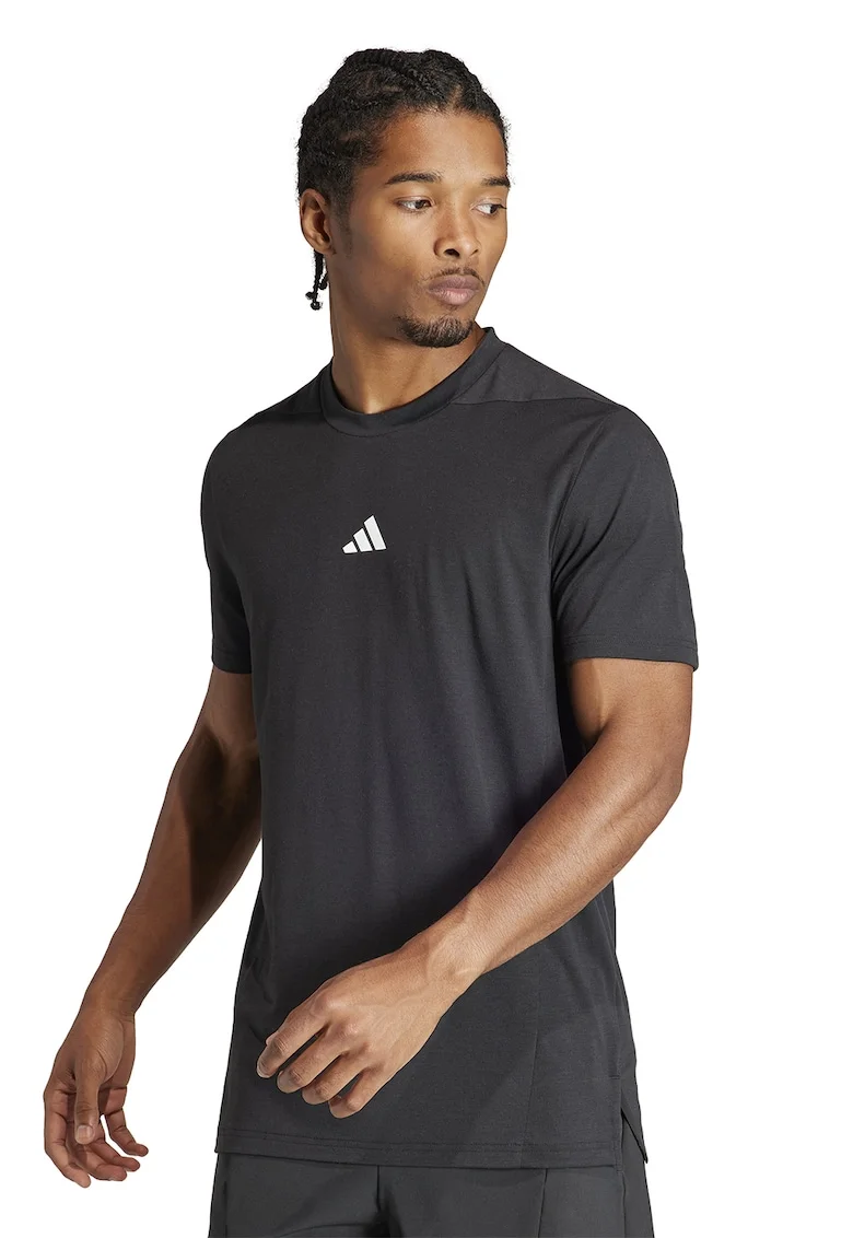 Tricou slim fit pentru fitness D4T, Negru